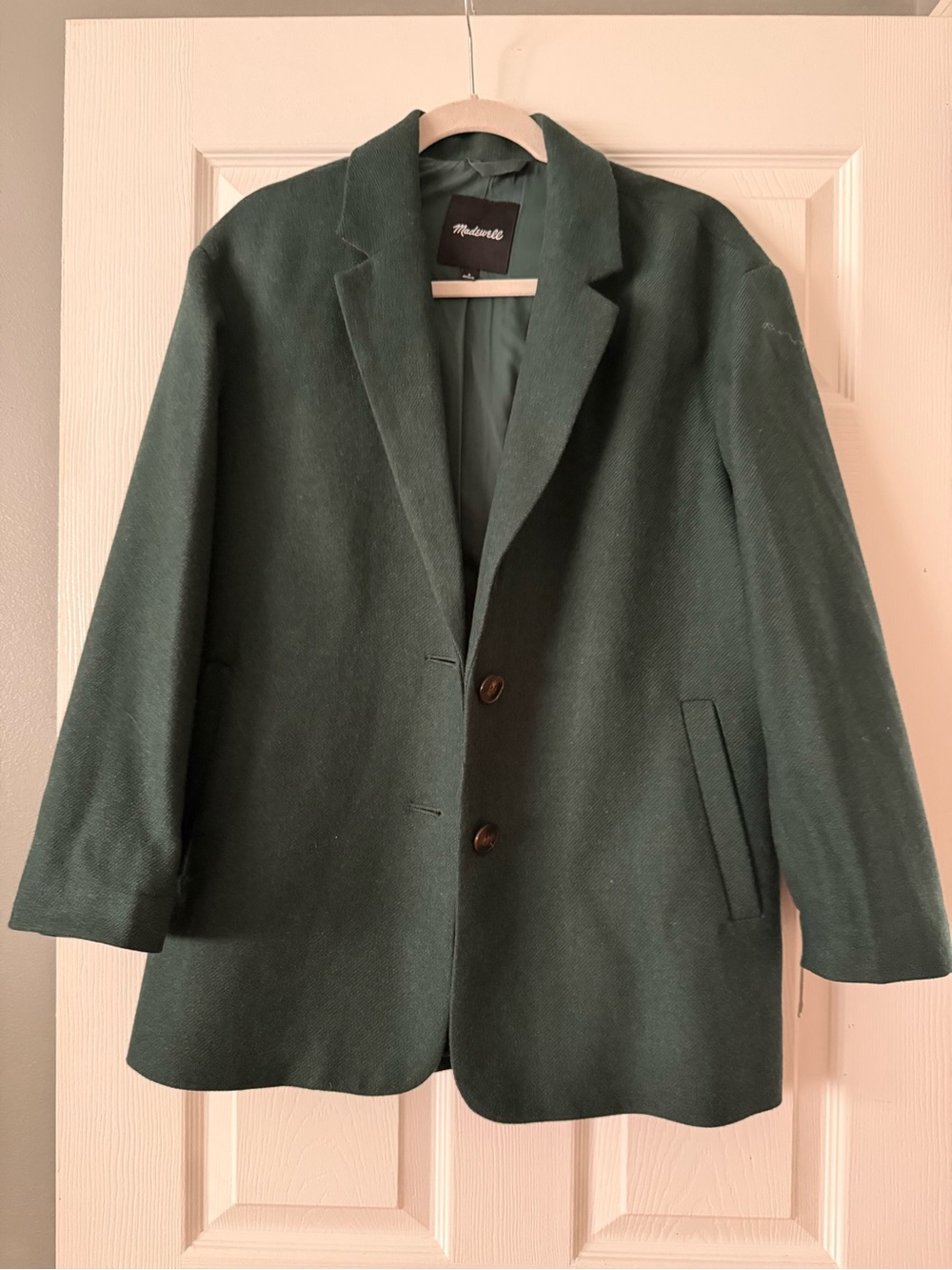Madewell Deep Green Tailored Wool-Blend Blazer